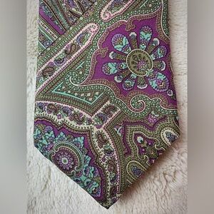Vintage Saks Fifth Avenue Purple and Green Paisley Tie